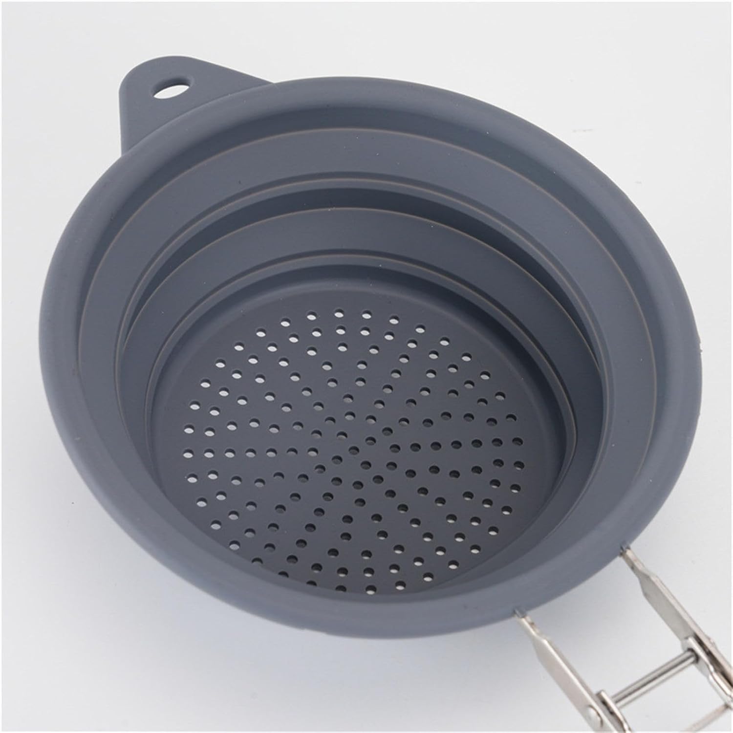 Space-Saving Silicone Folding Colander, Perforated Strainer with Handle for Pasta Spaghetti Fruits Kitchen Foldable Pastas Strainers