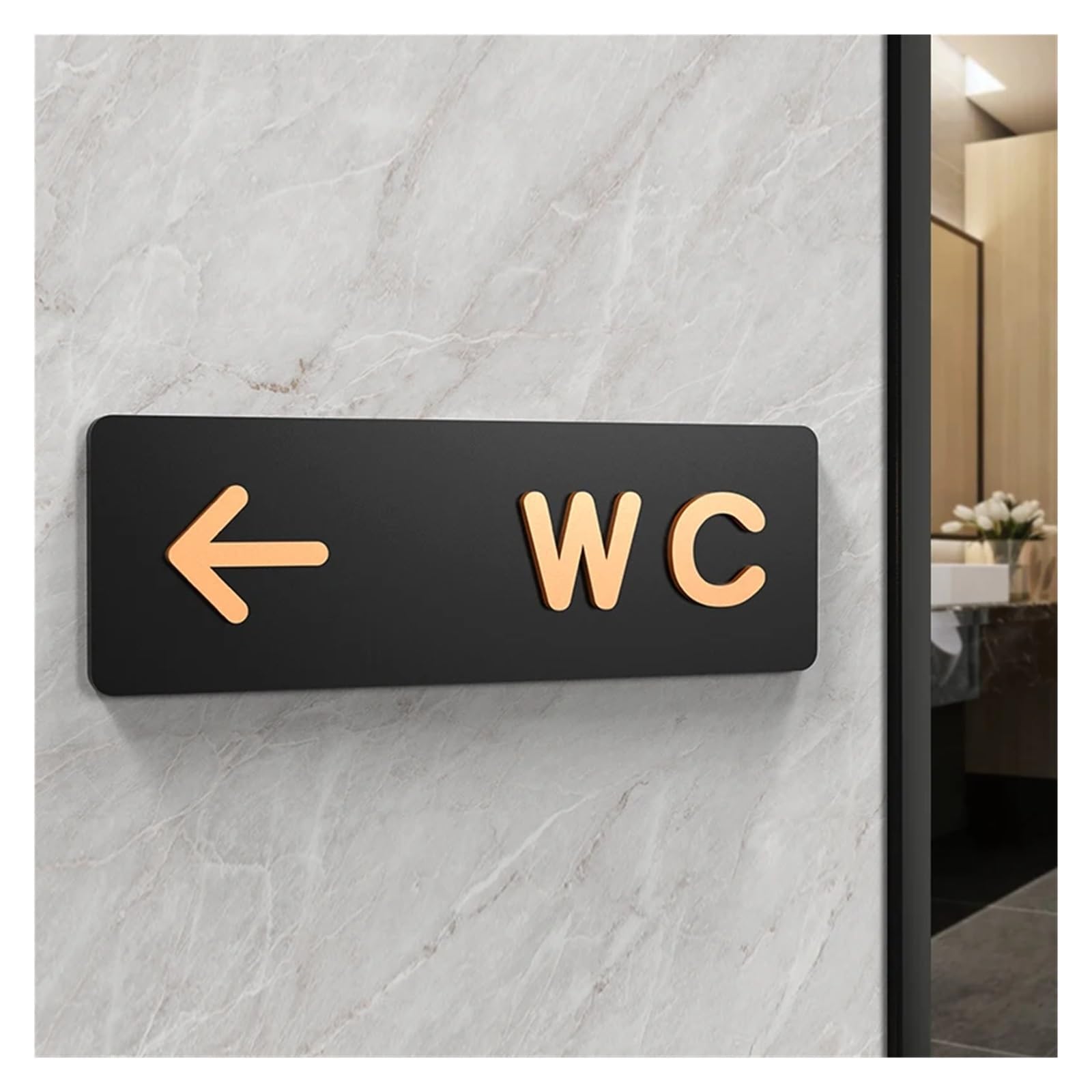 Toilet Sign Signs WC Public Toilet Guide Hotel To The Left And Right Restroom Prompt Sign(4,30x10cm)