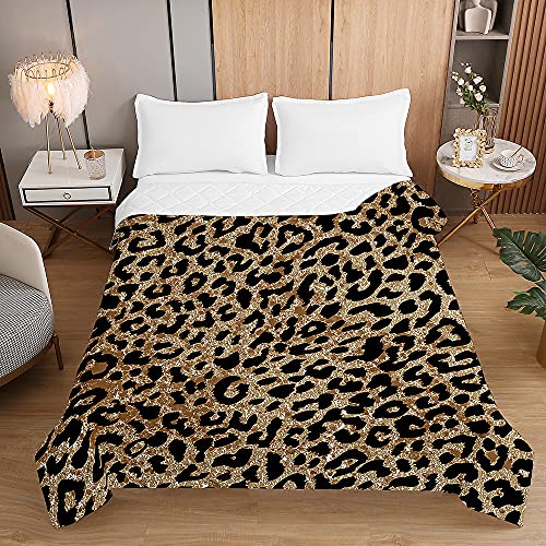 Couvre lit matelassé léopard 230x280 cm en microfibre douce réversible