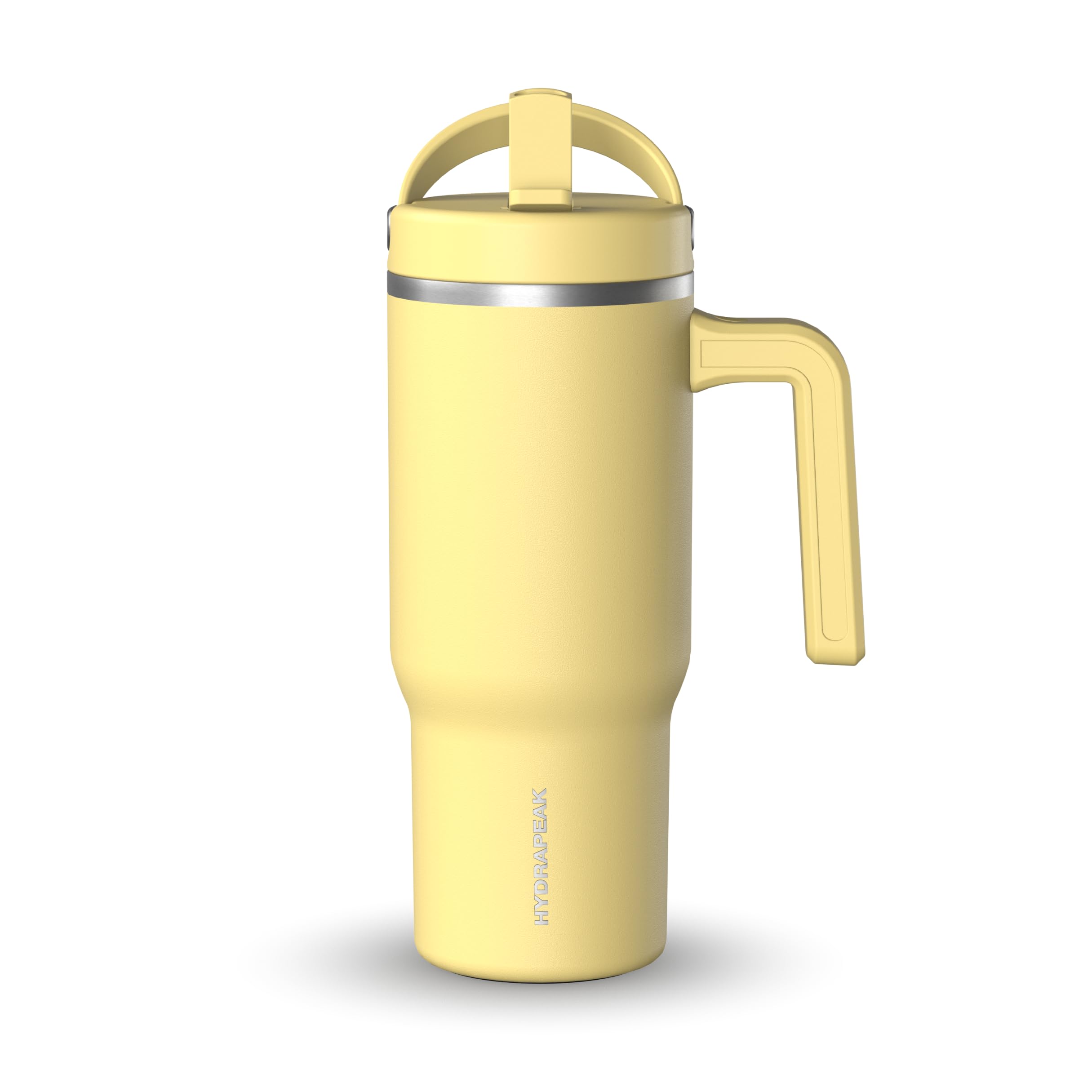 Hydrapeak Kids Voyager 18 oz Tumbler with Handle and Flip-Up Straw Lid | Spill Proof and Leak Resistant | Reusable Stainless Steel Water Bottle | Gift for Kids Boys Girls | Canary