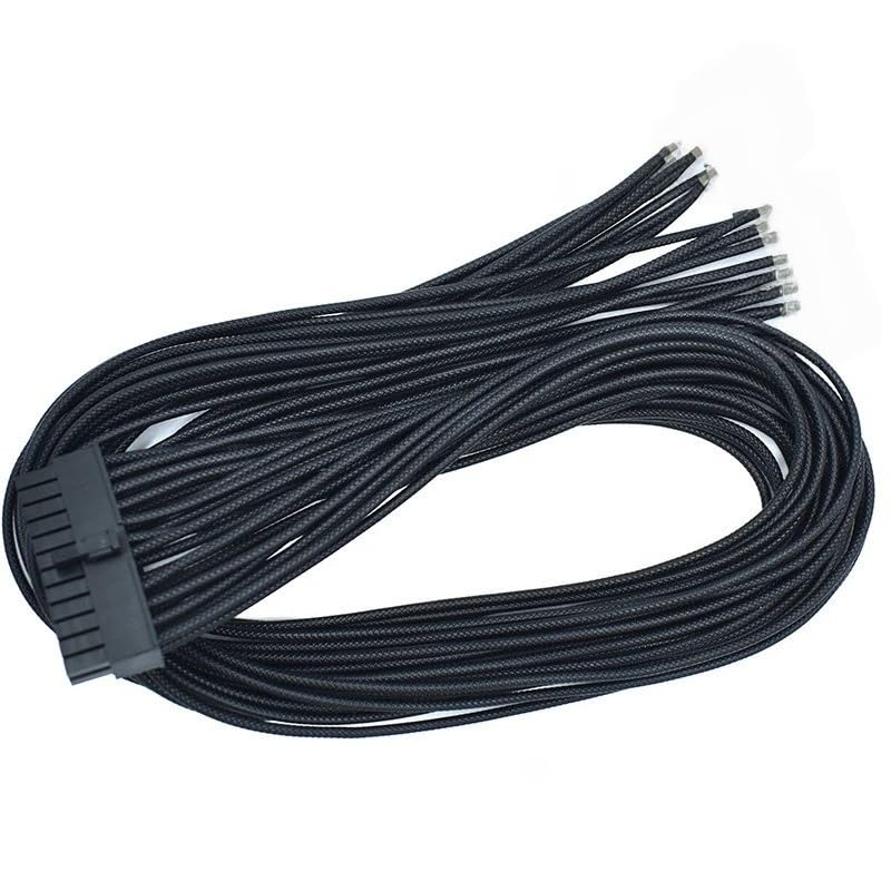 16AWG Soft Braided Cable 18-pin + 10-pin to 24-pin ATX PSU Power Adapter Cable (0.6m Color: Black)