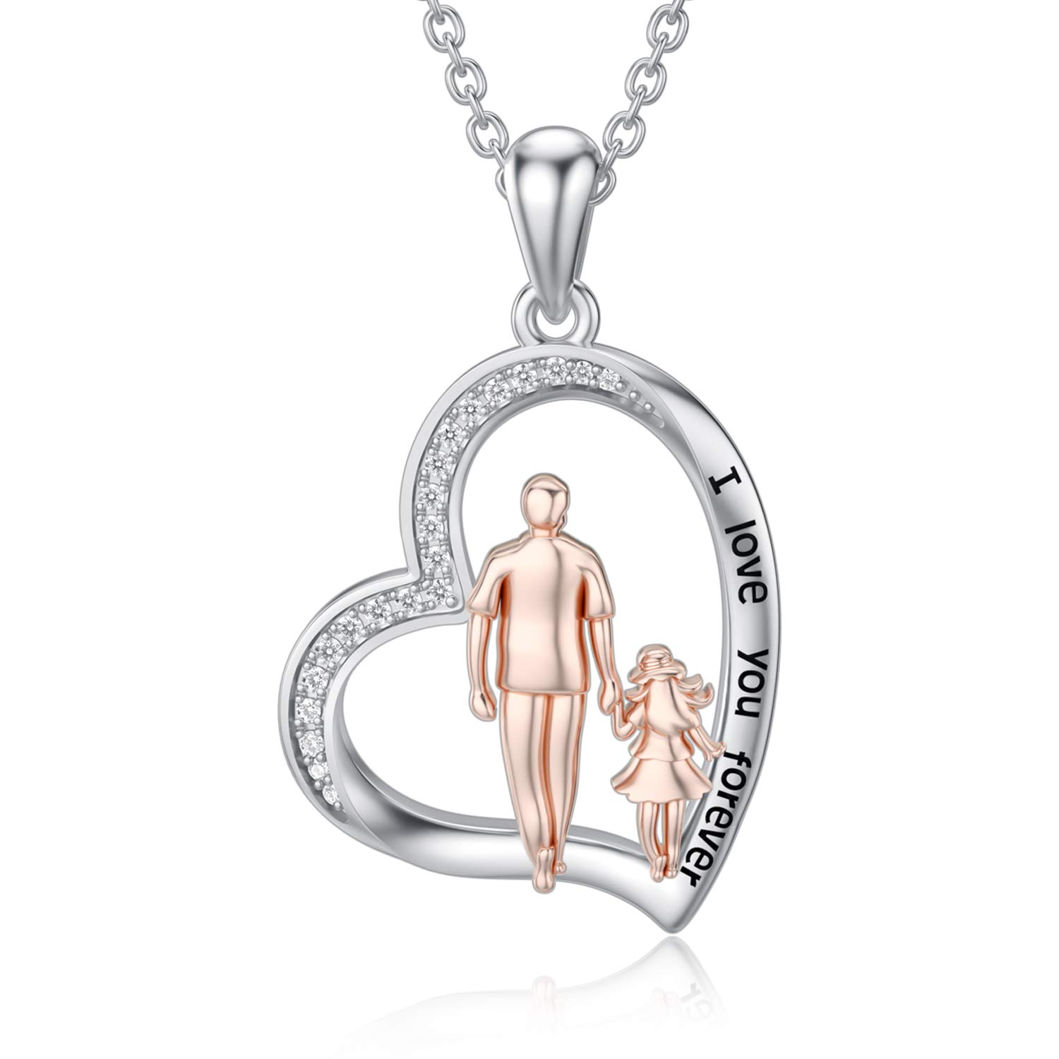 PROESS S925 Sterling Silver Daughter Heart Pendant