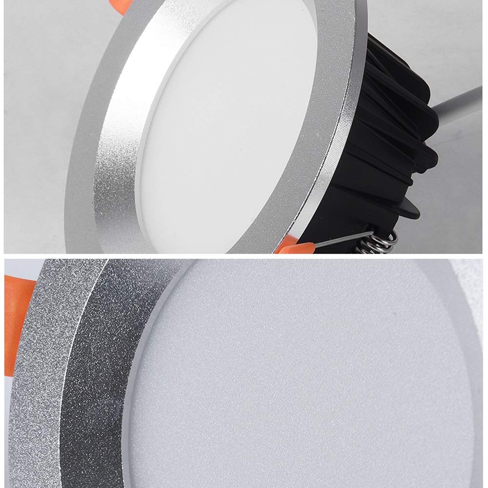 Foco de Techo LED de Ahorro de energía antideslumbrante Empotrado de Aluminio Plateado con Panel de Rejilla Redondo Ultrafino, luz empotrada, iluminación empotrada para Tienda de Ropa, Centro comerci