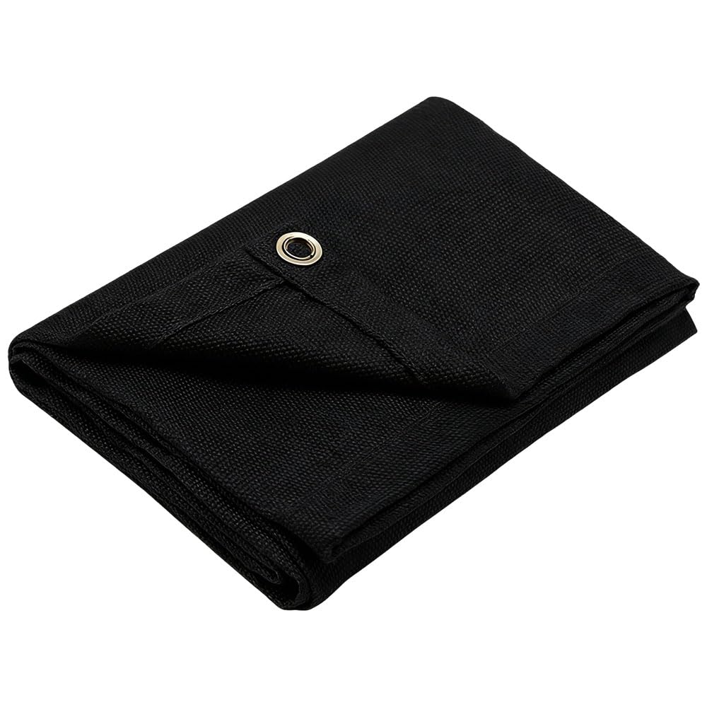 Manta Ignifuga Soldadura, 1.2m x 1.8m Manta de Protección de Soldadura con Ojales, hasta 550℃ - 1000℃, Manta Ignifuga contra Incendios, para Uso Industrial y Doméstico(Engrosado, Negro)