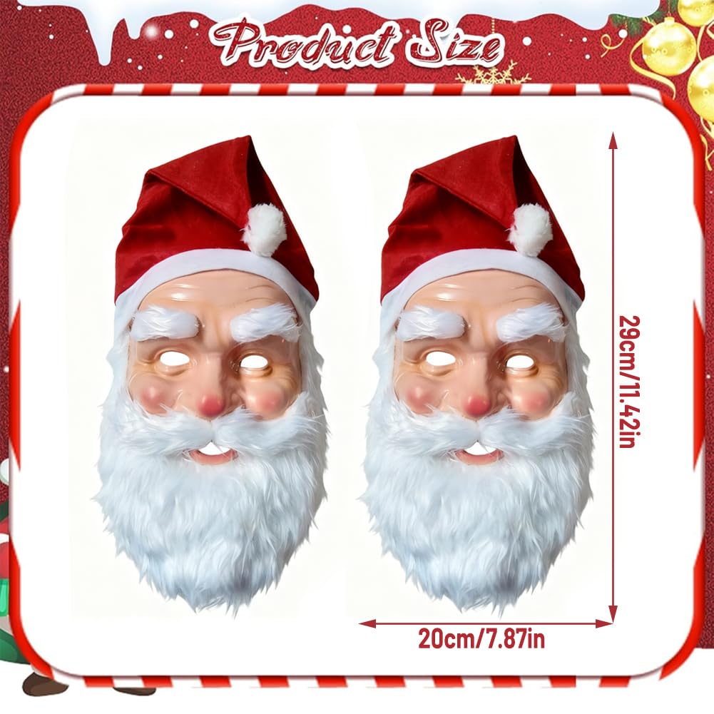 Vexthorion Santa Claus Mask, Santa Claus Cosplay Mask 2pcs with Red Hat - Image 2