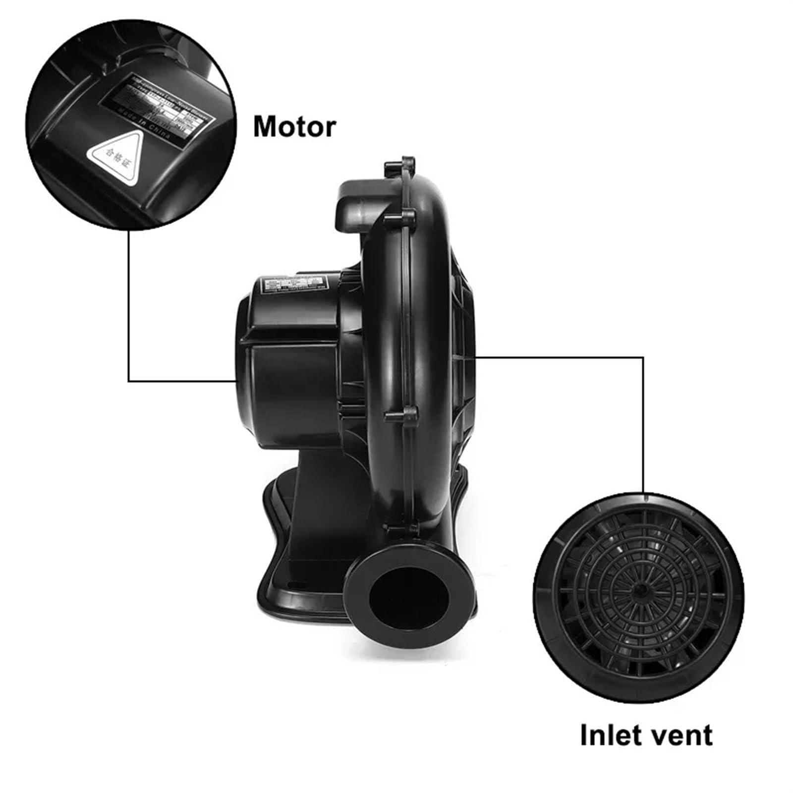 Ventilateur centrifuge sans balais 750 W for château gonflable, barbecue