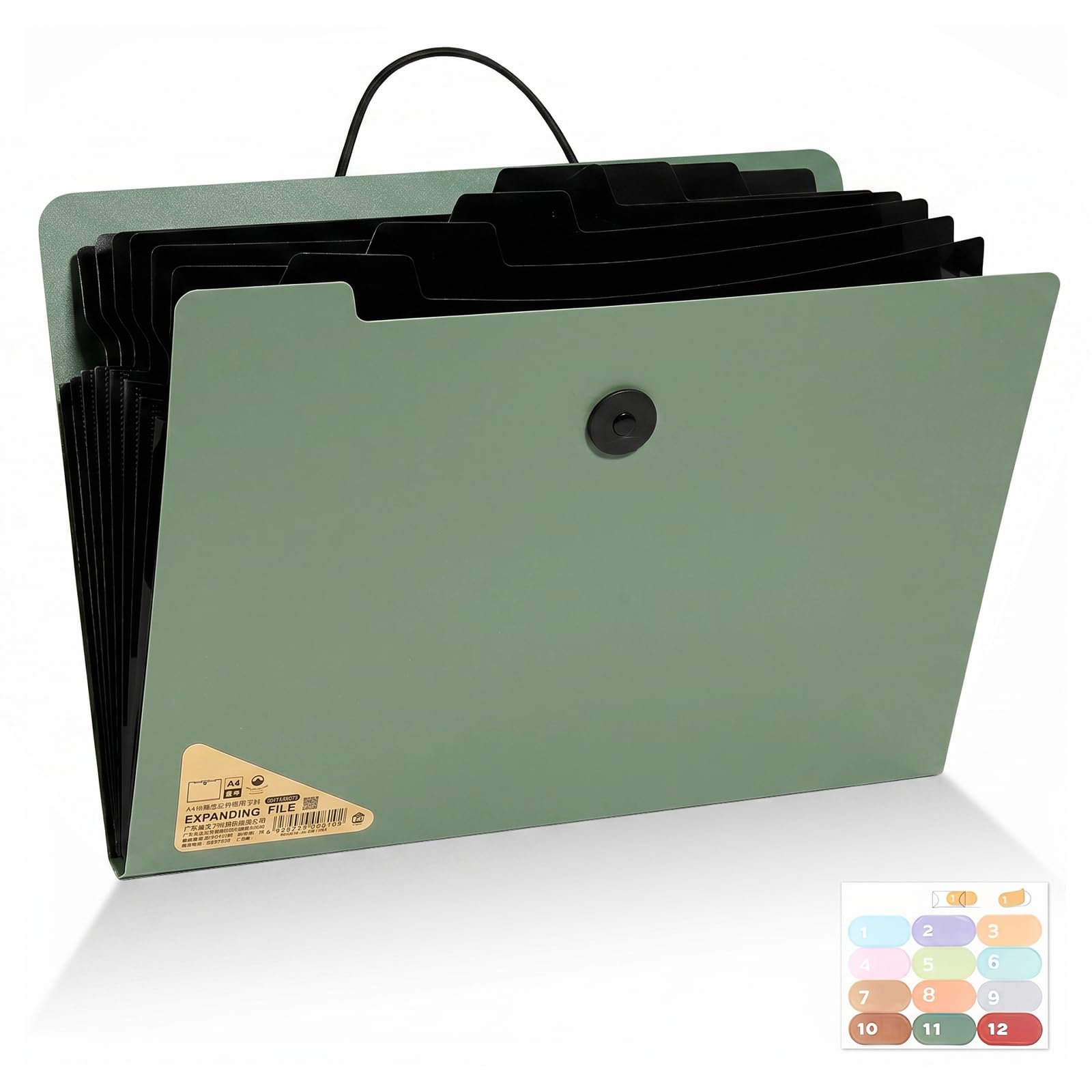 SAYEEC Expanding File Folder, 13 Pockets Accordion File Organizer with Labels Letter Size Folders for Document Portable Paper Bill Receipt Organizer for Home Travel Office Supplies Green — image 1