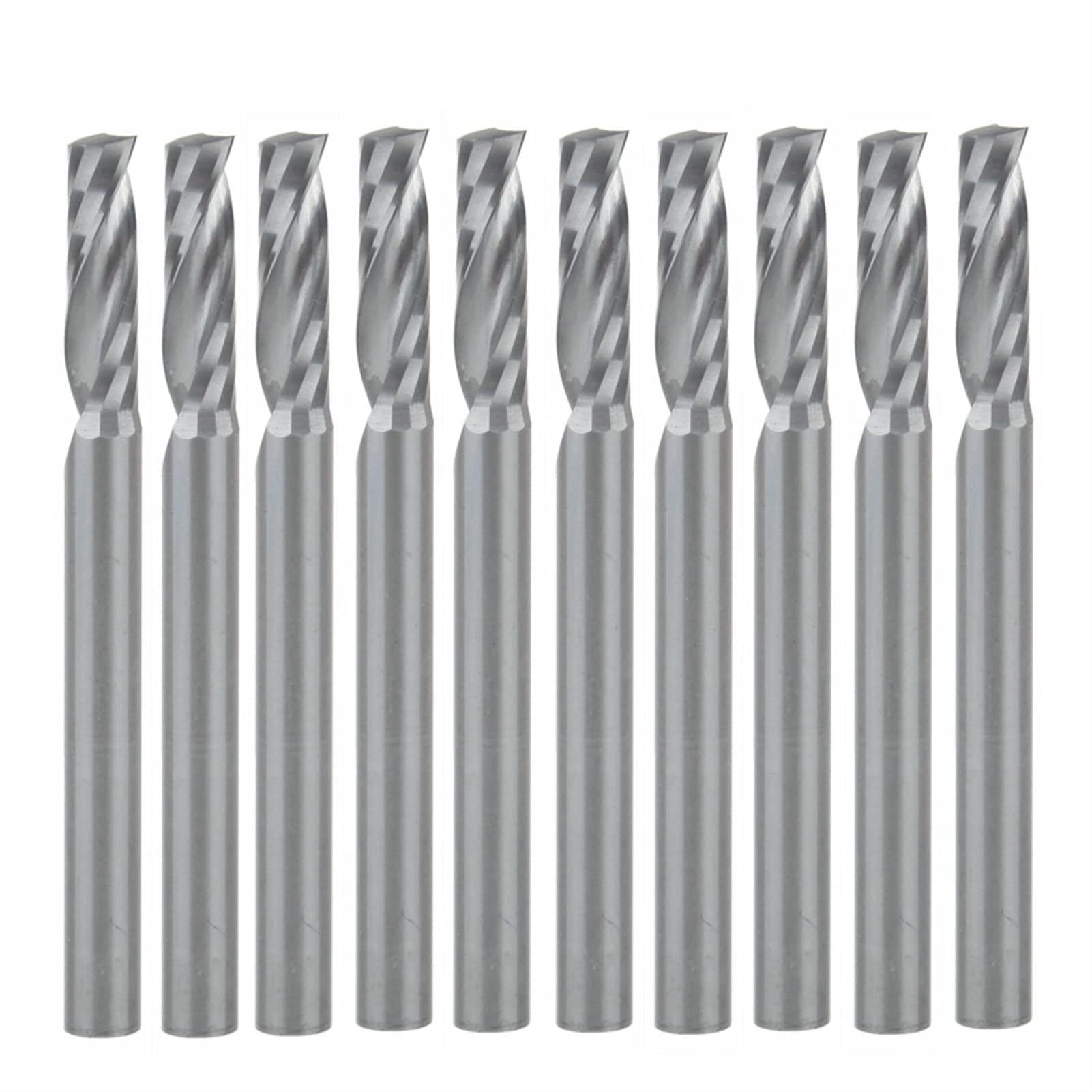 BERWENNY 10pcs 3.175/12mm Single-Flute End Mills Carbide Engraving Bit CNC Milling Cutter Router Bit Tools