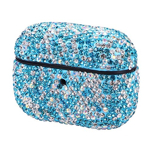 Écouteurs sans fil housse souple antichoc bleu ciel strass compatible AirPods 3 coque