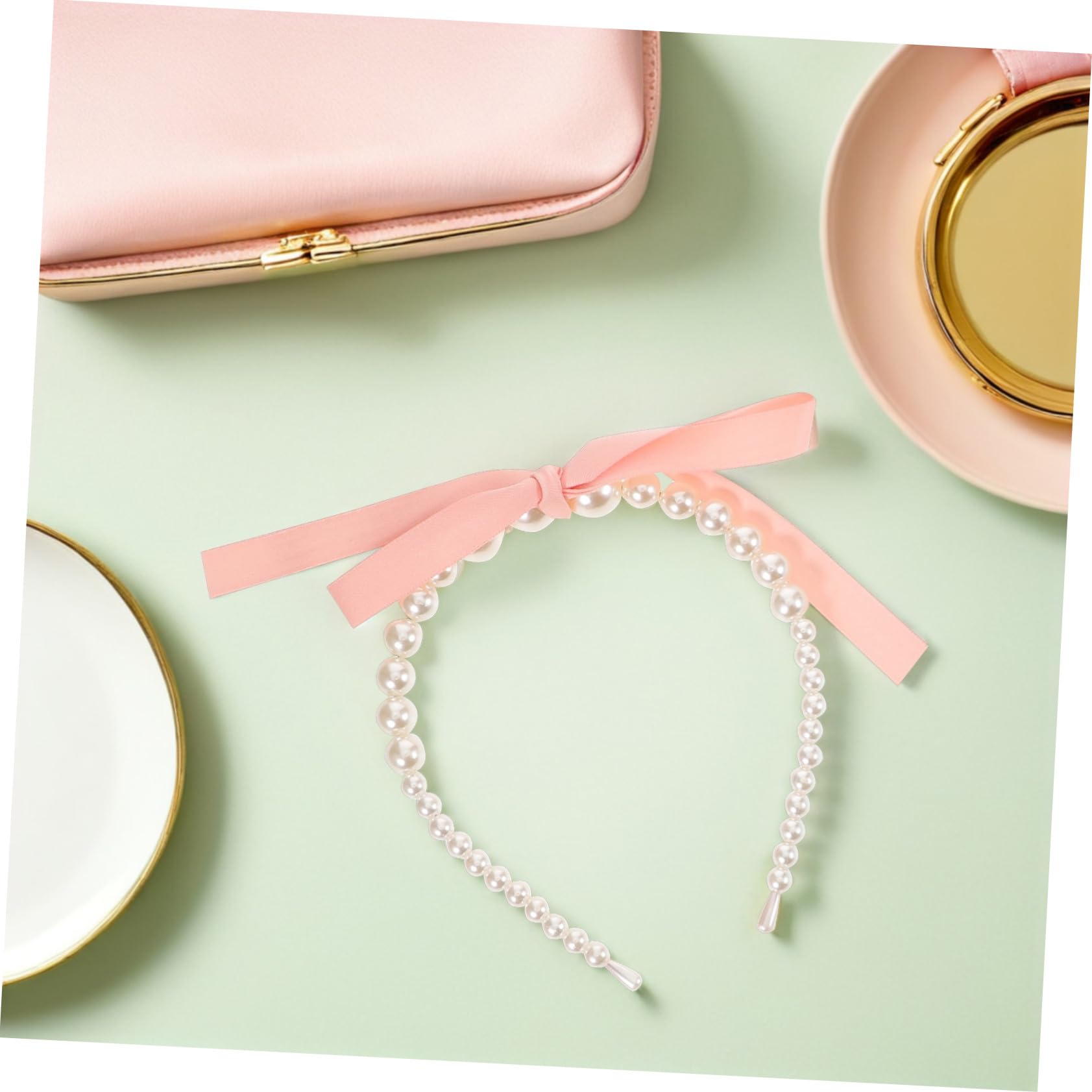 12 Piezas Diademas con Lazo de Perlas para Mujeres y Niñas Cintas Elegantes y Delicadas para Diario y Fiestas Accesorio de Cabello Ligero y Cómodo Colores Rosa Azul