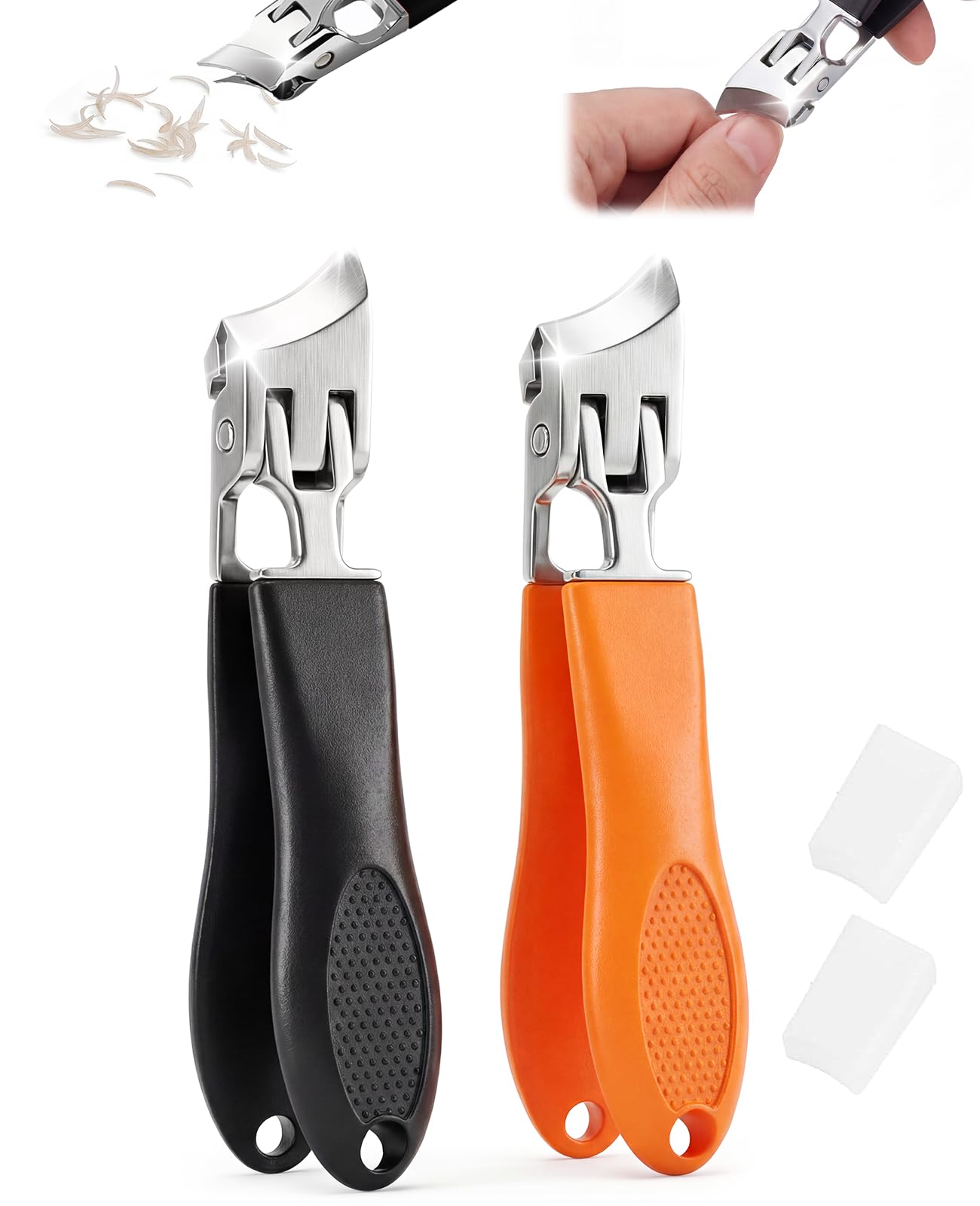2 Pcs Anti Splash Wide Jaw Toenail Clippers Curved Slanted Nail Clippers for Thick Nails