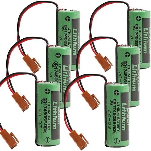 KAKAA 6 PCS 3V 2500mAh CR17450SE-R with Plug Lithium Battery for CR17450SE-R A98L-0031-0012, FANUC CNC Series PLC Battery Non Rechargeable