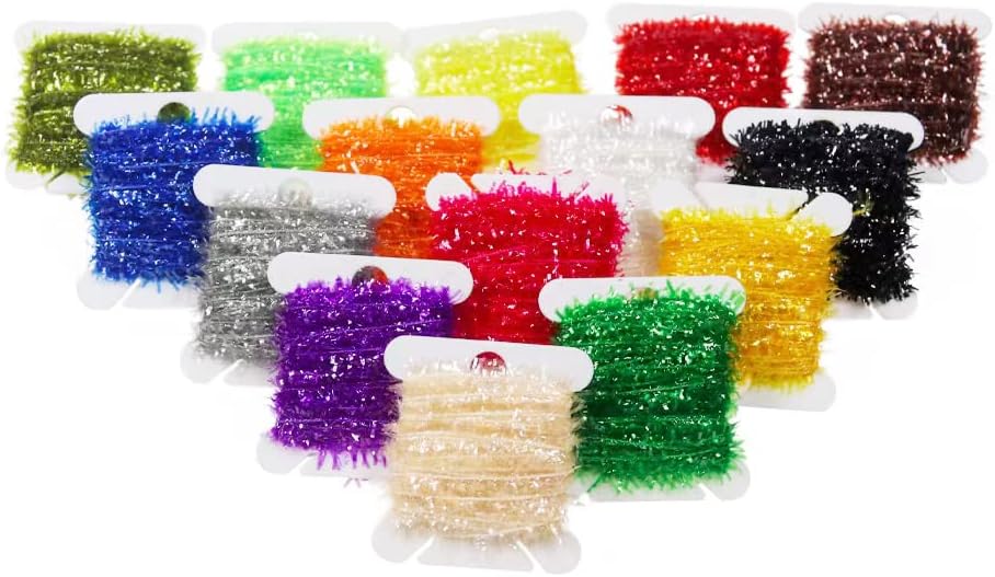 GREATFISHING 15 Colors Tinsel Chenille Thread Line Crystal Flash Line Realistic Fly Tying Materials Fishing Numph Bugs Scud Dry Flies Saltwater Flies