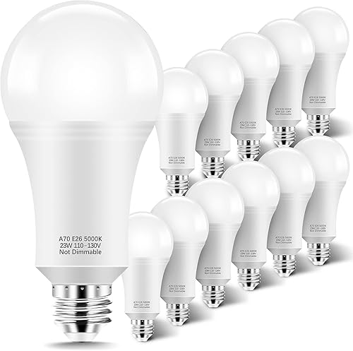 KINDEEP Bombillas LED equivalentes a 150 W-200 W, A21 23 W, súper brillante, 5000 K, luz blanca diurna, 2500 lúmenes, bombilla E26 no tenue de