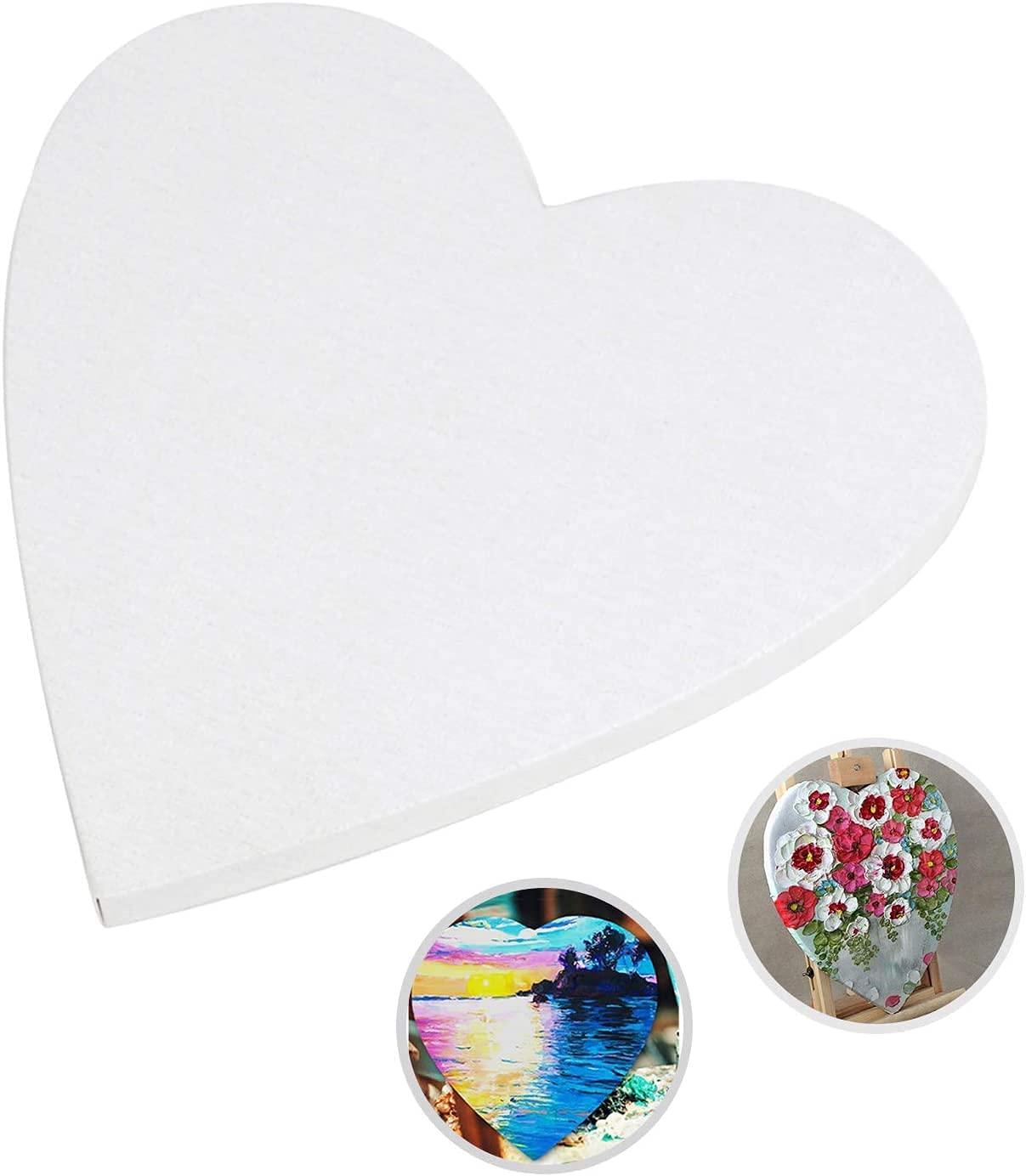 1 Pack Artist Blank Canvas, 40cm Stretched Canvas Frames Panel Board, Heart Art Board for Acrylic Oil Painting