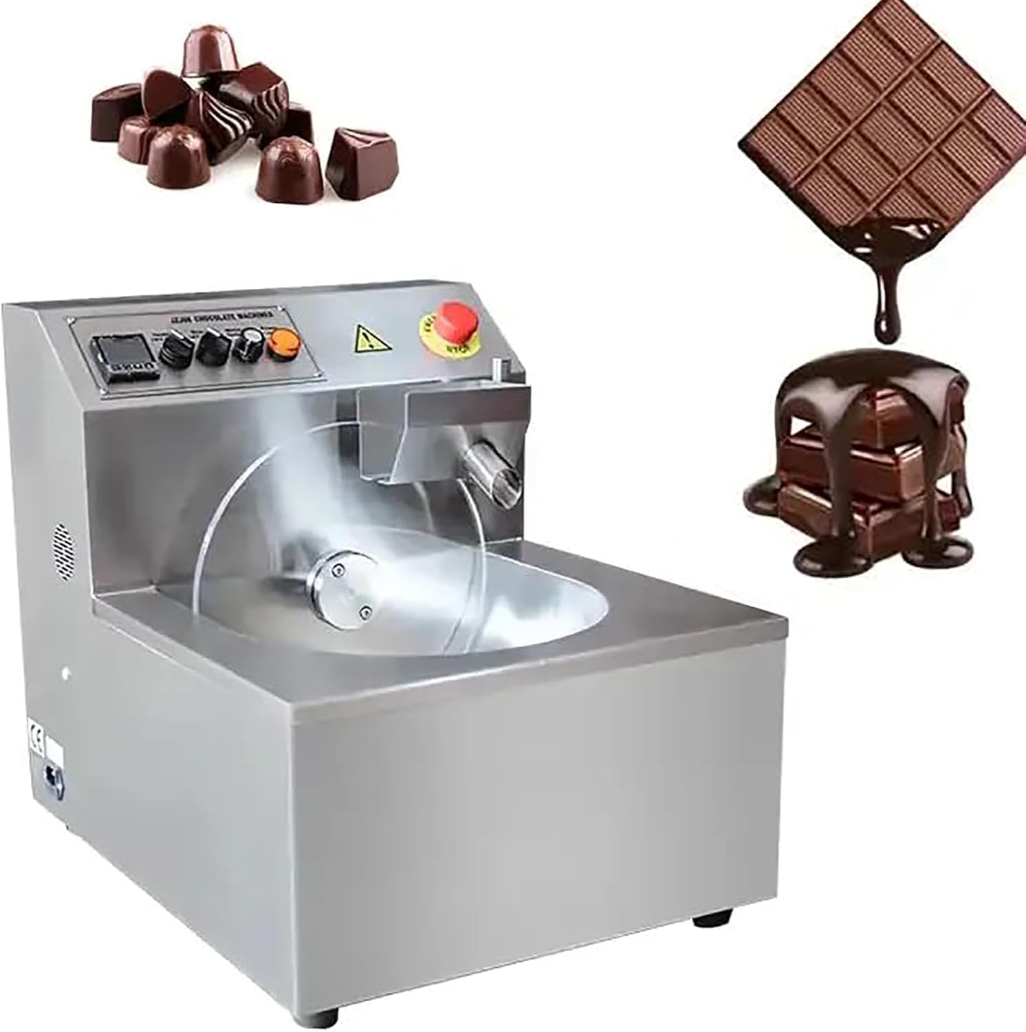 ASerZenith Commercial Chocolate Melting Furnace, 1000W Tempering With 15Kg/H Output, Stainless Steel Mixing Machine For Cream And Chocolate