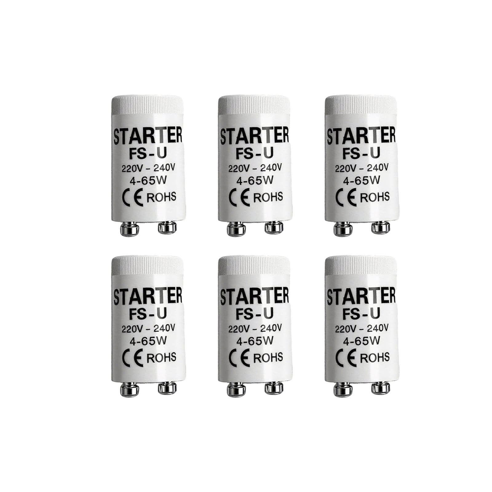 Verazquy 6Pcs Fluorescent Light Starter 4-65W 220-240V, Tube LED Starter Switch for LED Tube Strip Fluorescent Lamps Energy Efficient Long Lasting for Home Office Garage Aquarium Lighting