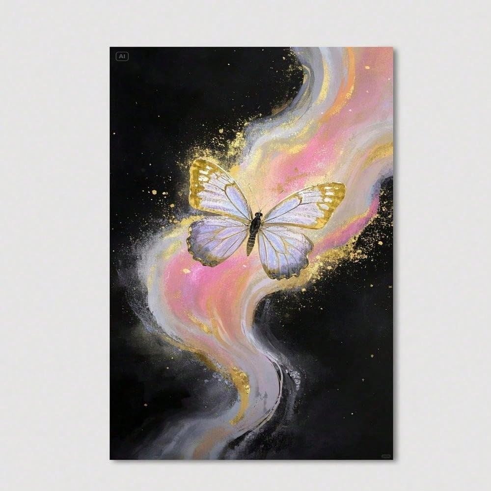 TZKBDMA Dreamy Abstract Art Style, Butterfly-Themed Canvas Painting Aesthetic Decorative Poster – For Home Decorations(21x30cm/Without frame)