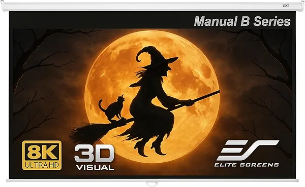 Elite Screens Manual B, 100-INCH Manual Pull Down Projector Screen Diagonal 16:9 Diag 4K 8K 3D Ultra HDR HD Ready Home Theater Movie Office Presentation, M100H
