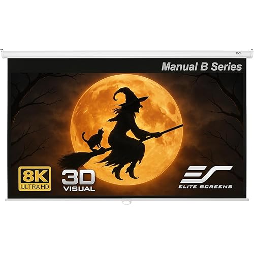 Elite Screens Manual B, 100-INCH Manual Pull Down Projector Screen Diagonal 16:9 Diag 4K 8K 3D Ultra HDR HD Ready Home Theater Movie Office Presentation, M100H