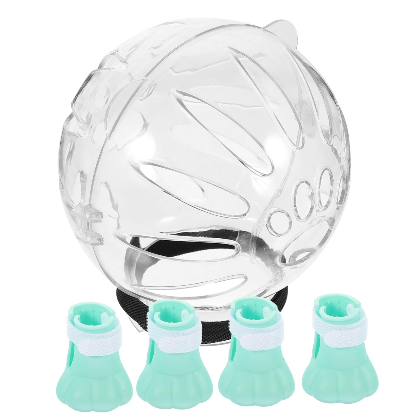 Casco de burbuja para gato HAPINARY de silicona transpirable y transparente con protector de garras