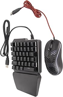 Half Hand Gaming Keyboard and Mouse Combo, Portable Wired Mechanical RGB LED Backlit Keyboard Gaming Mouse Converter Set with Game Console Converter for Android Harmony PS