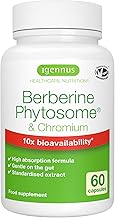 Igennus Advanced Berberine Phytosome 550mg & Chrome Picolinate, 10x Higher Absorption, Standardized Extract & Clean Label, Blood Sugar Regulation, Vegan, 60 Capsules