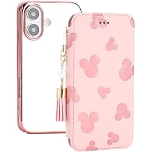 iPhone 17 Mobile Cover Transparent Back Thin Lightweight MagSafe-Compatible with Card Slots with Pearl Fringes iPhone 17 Cover Notebook Type Wireless Charging Bling Simple Embossed Pattern Befortwo