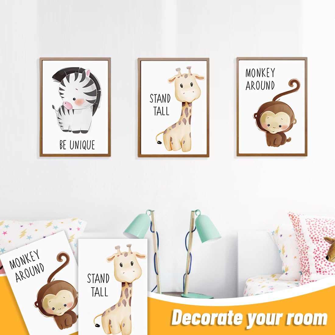 Poster da 6 pezzi, immagine della stanza di un bambino (21 x 30 cm), set di poster, decorazione murale, decorazione della stanza dei bambini