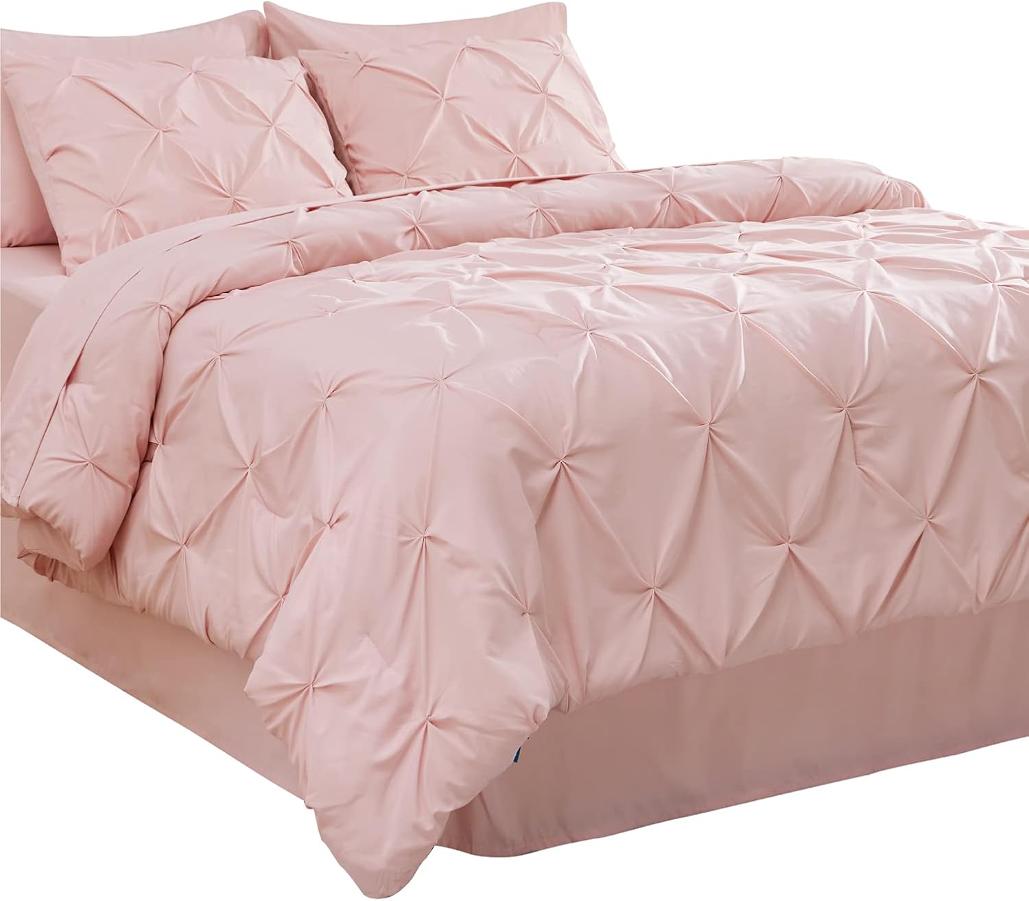 Bedsure Pink Twin Comforter Set Kids 6 Pieces Pintuck
