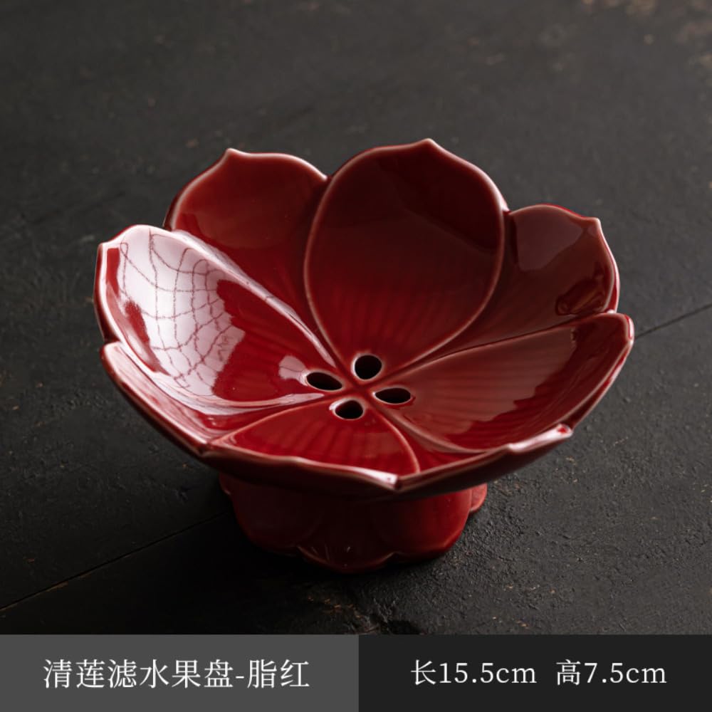 15.5cm Chinese Style Fruit Dish Ceramic Tea Dish Lotus Shaped Dim Sum Dish Household