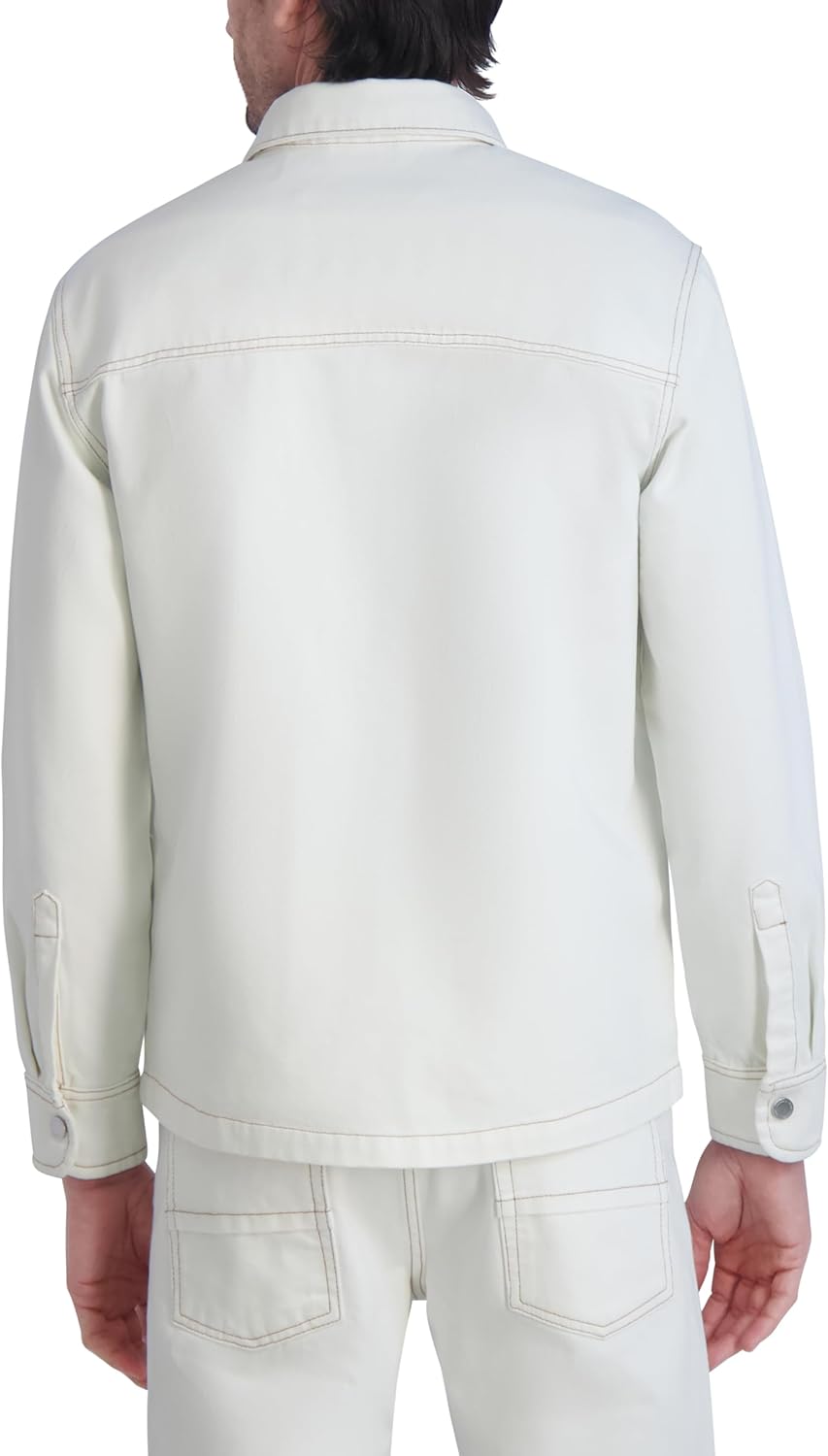 KARL LAGERFELD mens Assymetric Pockets Jacket Denim Jacket - Image 4