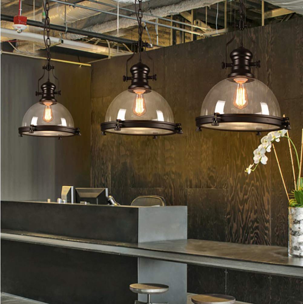 Lámpara De Cristal De Estilo Industrial Retro,Simple Individual-lámpara De Araña Con Cabeza,Luces Del Restaurante,Lámparas,Luces Del Restaurante,Luces De Bar,Luces De Cafetería,Luc-Negro. 30 * 37cm