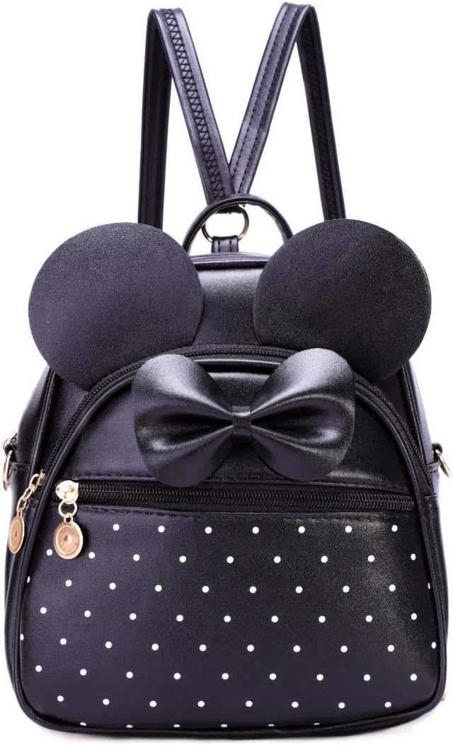 KL928Girls Bowknot Polka Dot Cute Mini Backpack Small Daypacks Convertible Shoulder Bag Purse for Women
