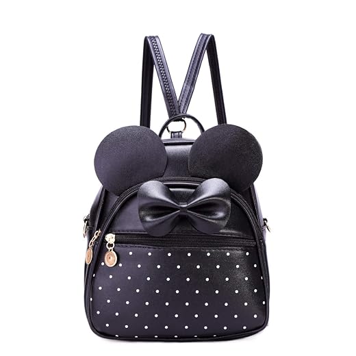 KL928 Girls Bowknot Polka Dot Cute Mini Backpack Small Daypacks Convertible Shoulder Bag Purse for Women