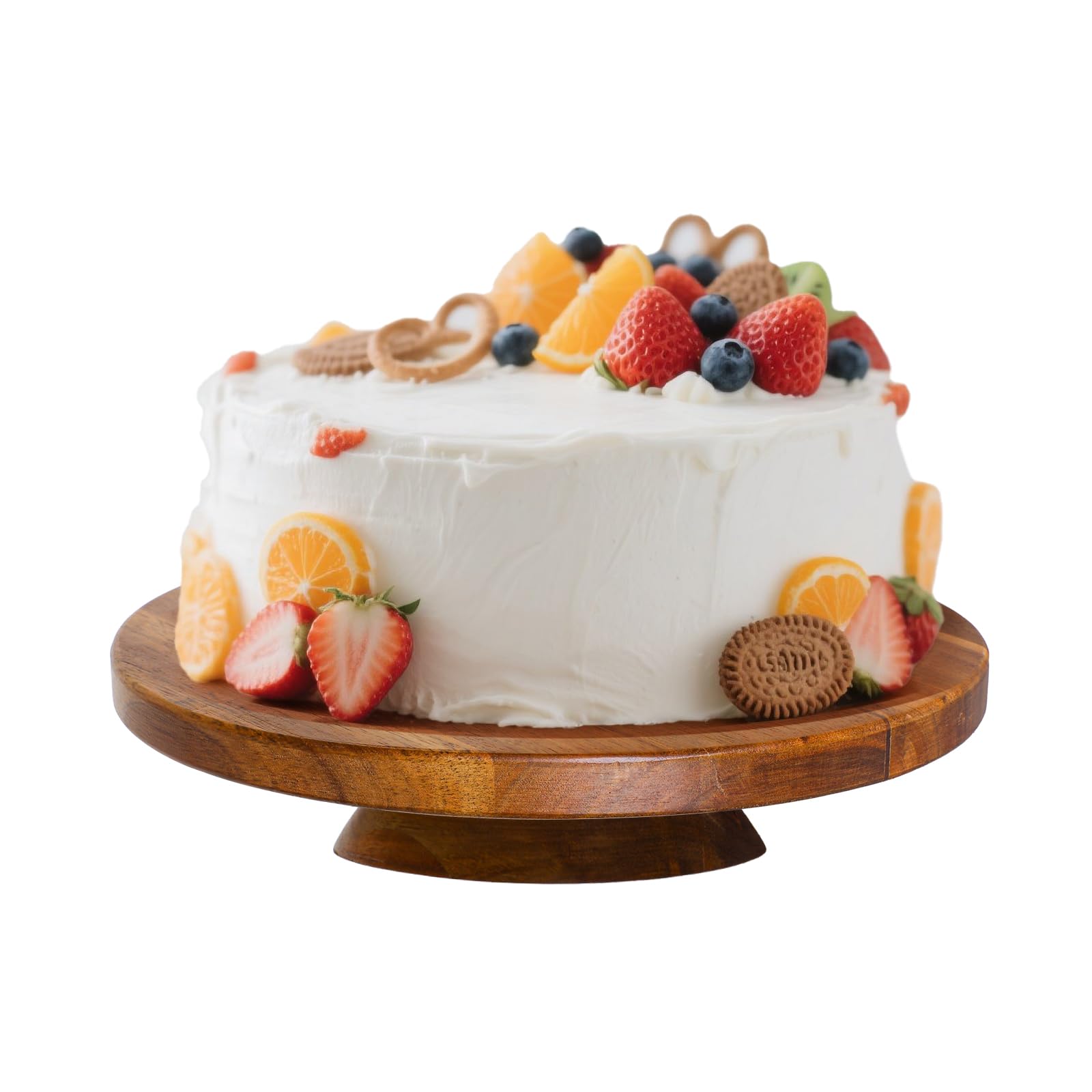 Photo 1 of jubilander Wood Cake Stand, Acacia Cake Stand for Wedding Birthday, Wooden Serving Platter for Appetizers and Desserts (10 inch)