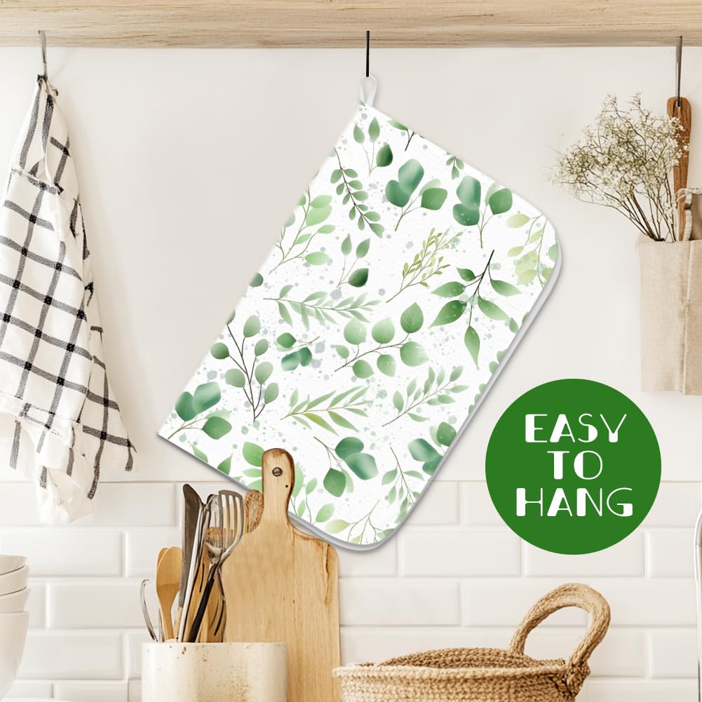 INFUNLY Green Leaf Dish Drying Mat for Kitchen Counter 18"X24" Plant Leave Absorbent Dish Draining Mat Large Modern Heat Resistant Coffee Bar Mat for Table Faucet Sink Coffee Bar Refrigerator - Image 4