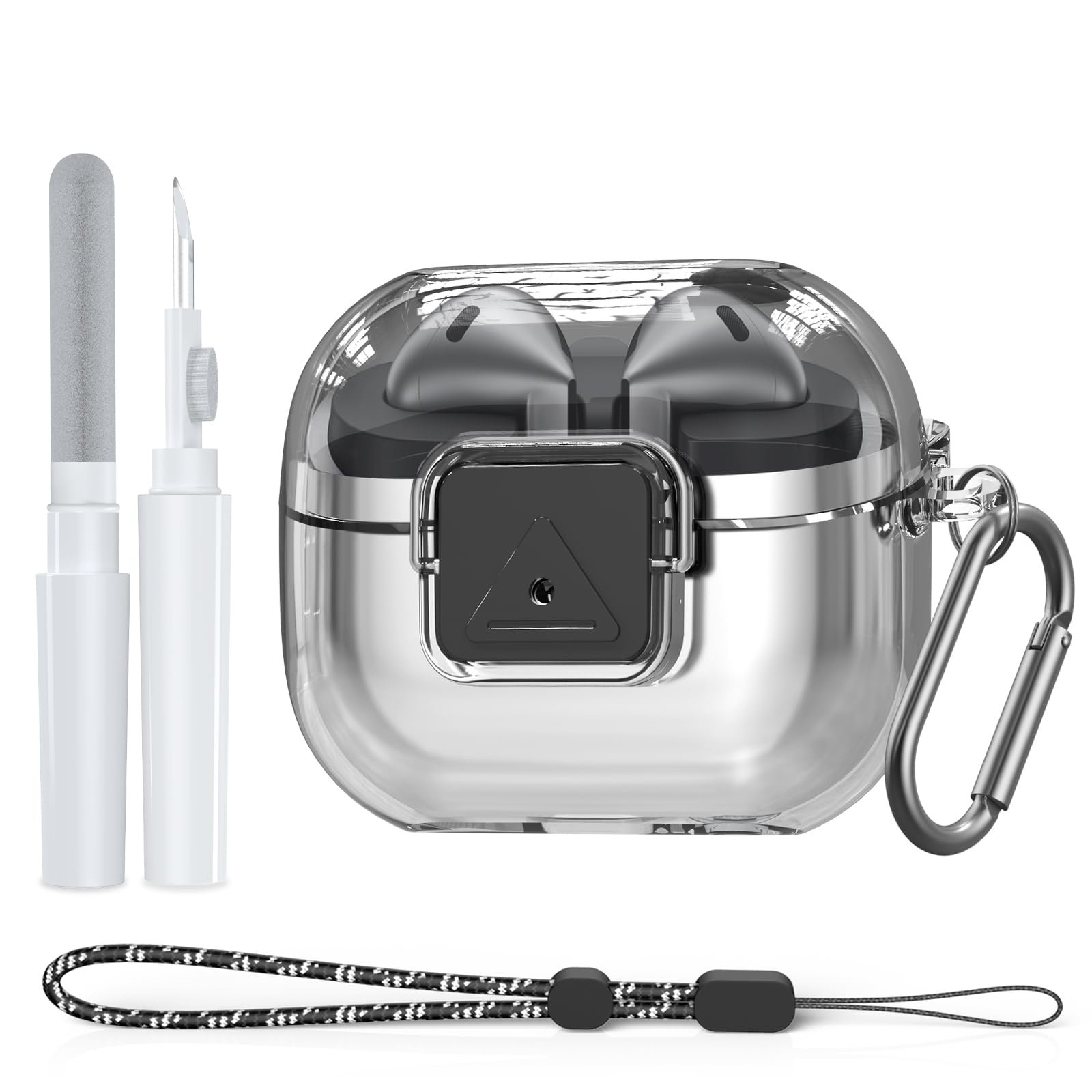 for Samsung Galaxy Buds3 FE (2025) / Buds3 Pro (2024) / Buds 3 Case (2024) with Secure Lock Clip, Flexible TPU Clear Case with Cleaner Kit&Carabiner&