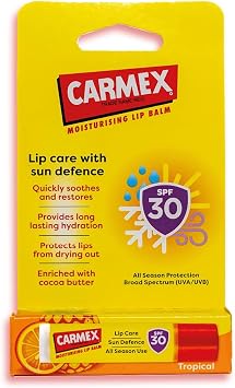CARMEX SPF30 Sun Defence Tropical Moisturizing Lip Balm for Soft, Protected Lips Stick (10g)