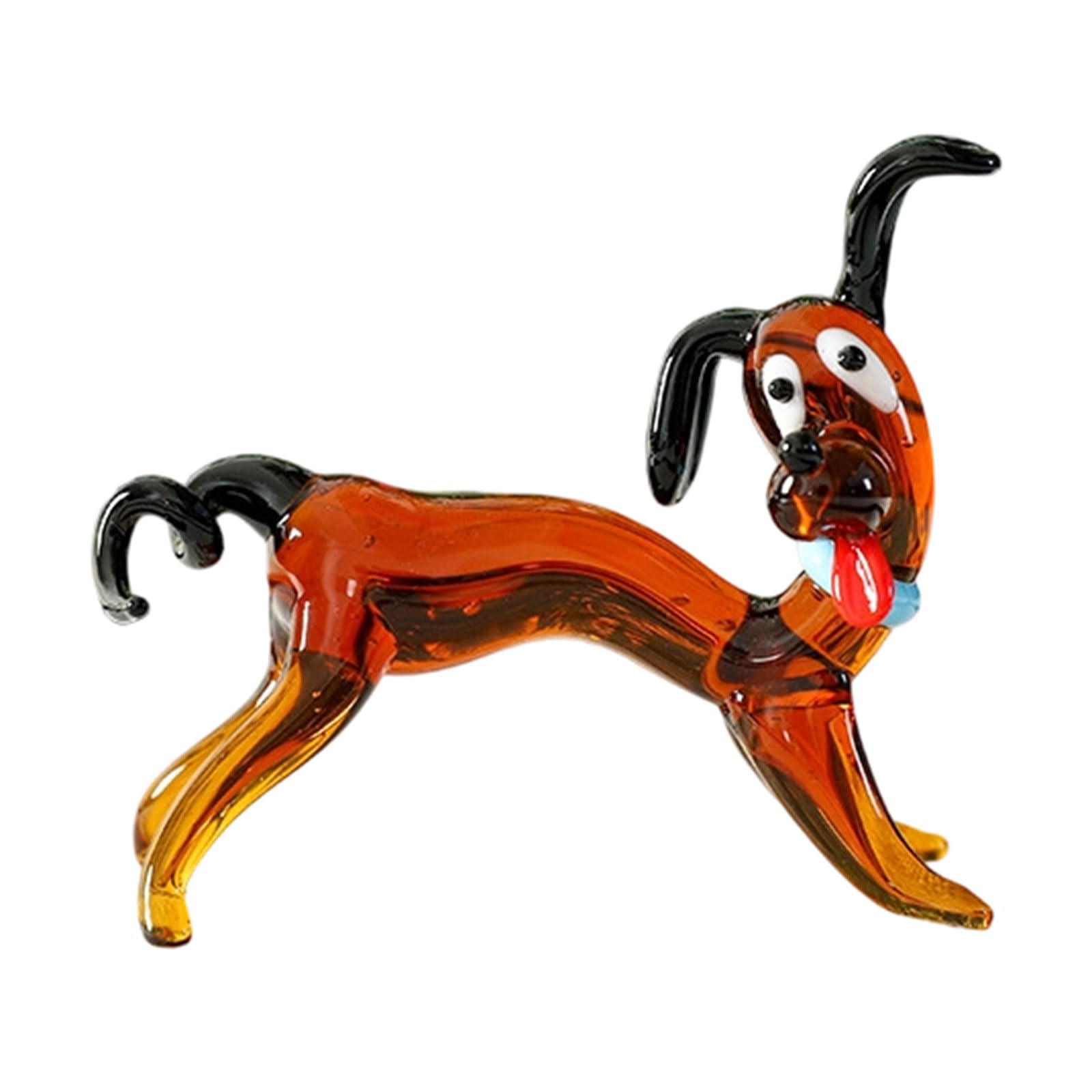 Adorable Glass Dog Miniature Figurine Handcrafted Decoration for Home Desk Shelf and Room Collectible Ornament Gift Small Glass Animal Decors