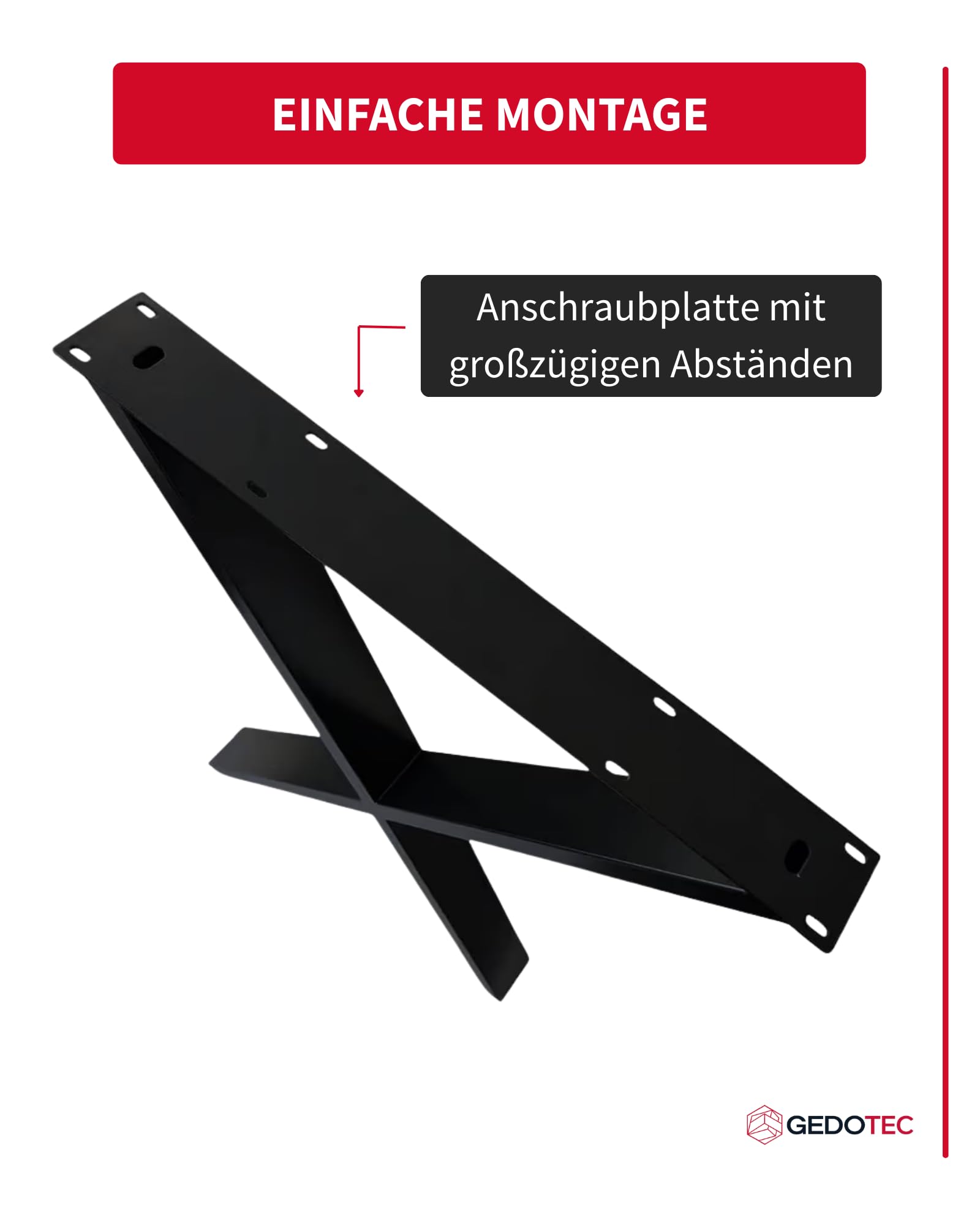 Gedotec 2 Tischbeine X-Form, schwarzes Metall 710 x 580 mm, Tischkufe im Industriedesign, Tischgestell aus Stahl für Esstisch Schreibtisch oder DIY Möbel, mit Filzgleiter