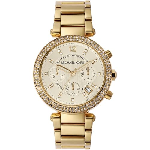Michael Kors Parker Women's Watch, Stainless Steel and Pavé Crystal Watch for Women with Steel, Leather, or Silicone Band