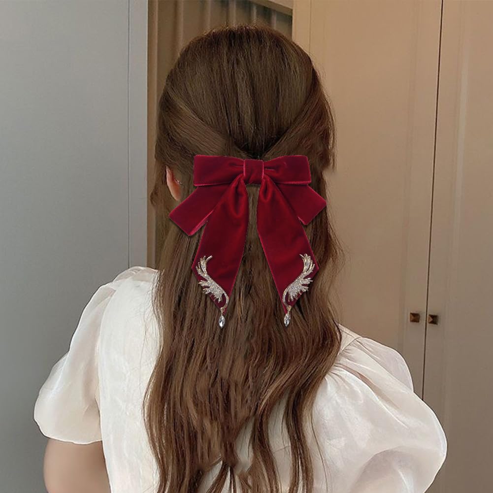 JKQBUX Versailles series Baroque Retro Velvet Ribbon Bow Barrettes Hair Clip Hair Bow Clip Hair Accessories for Women Girl Wedding Party Christmas - Image 4