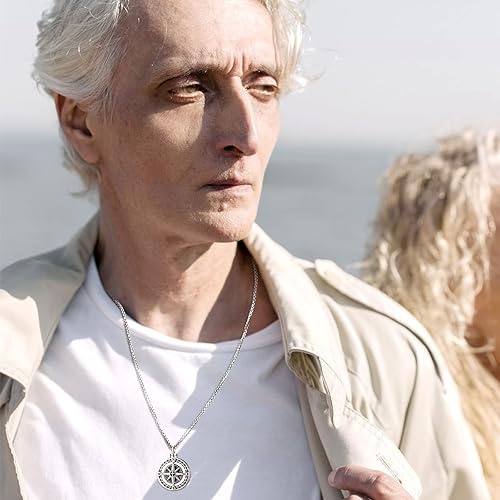 Miniatura 8 de Collar de Brújula para Hombres y Mujeres de Plata de Ley 925 con Colgante de Urna para Cenizas, Colgante de Medallón con Foto, Collar de Ancla,