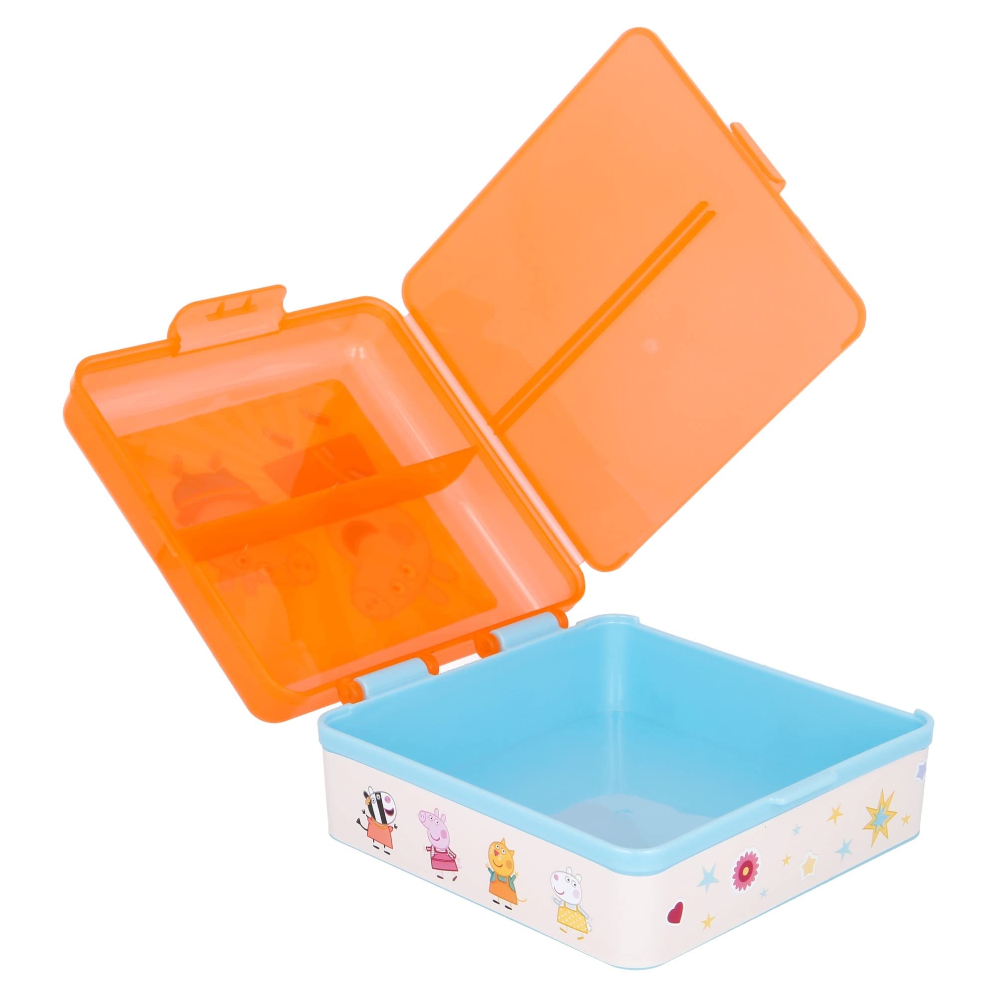 Stor Cuadrada Peppa Pig Brotdose – Mit Mehreren Fächern, BPA-frei, 19,5x16,5x6,7 Cm, Für