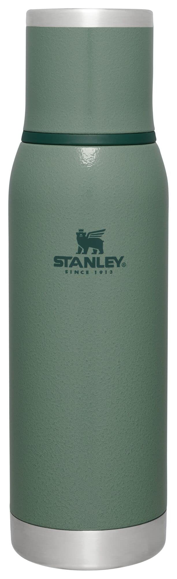 Stanley Adventure-To-Go Vacuum Bottle 25 oz | Wide Mouth with Leakproof Cup Lid | Keep Drinks Hot or Cold | Packable for Travel | Insulated Stainless Steel Thermal Bottle | BPA-Free | Hammertone Green