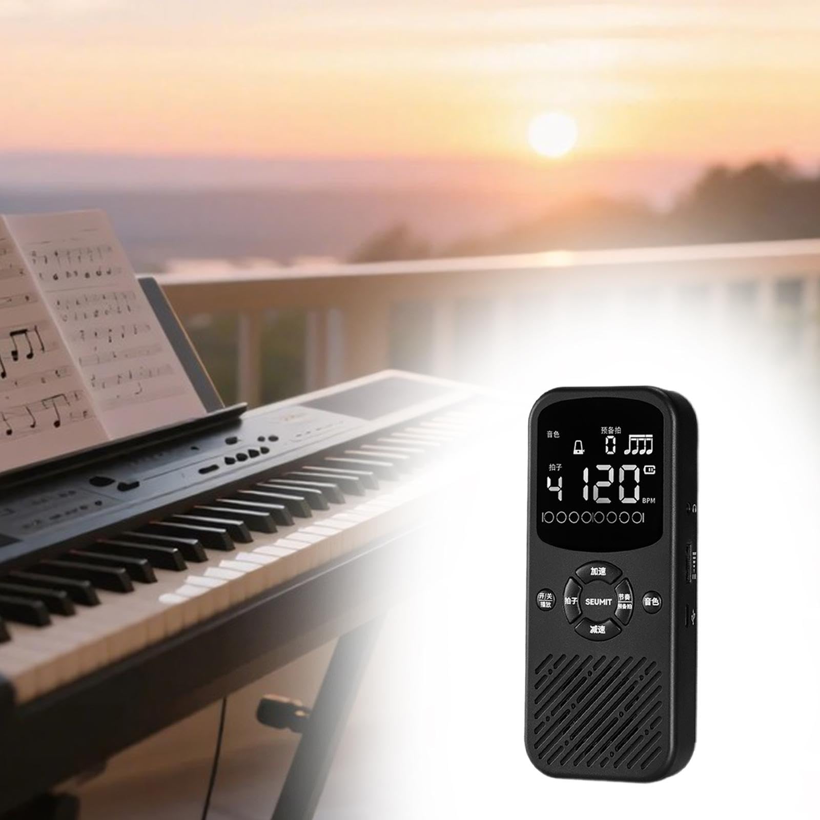 Metrónomo Electrónico para Piano Digital, Volumen Ajustable, Múltiples Efectos de Sonido, Pantalla, Portátil, Adecuado para Músicos Profesionales, Negro