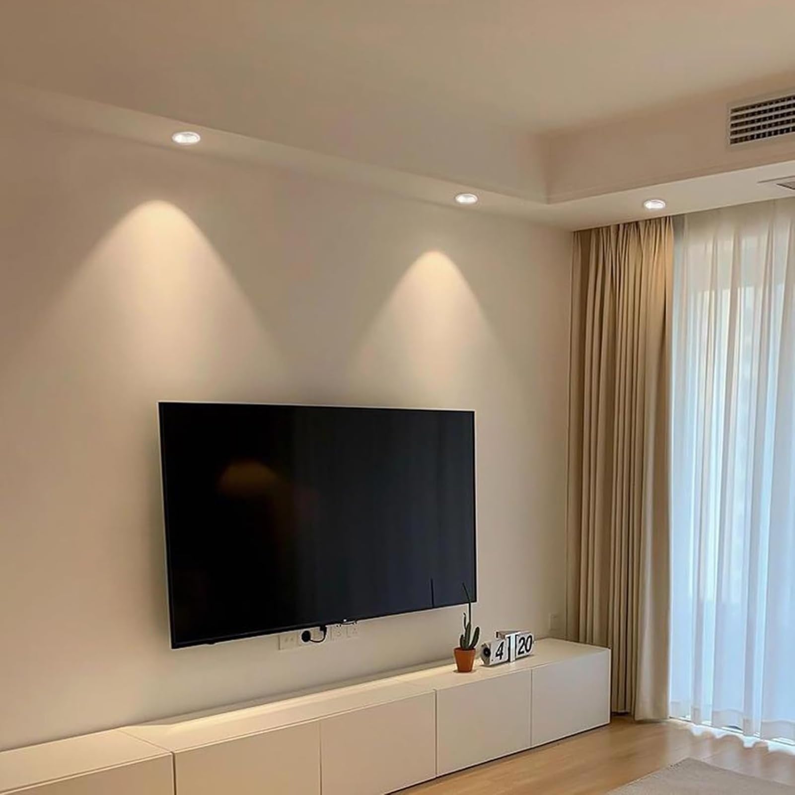 Recessed sufitowe światła – kąt świecenia 30°, wąski bezel, antyodblaskowy reflektor LED, światło punktowe, antyodblaskowe, do salonu, sypialni, RV (ciepłe białe światło (3000 K), 15 W