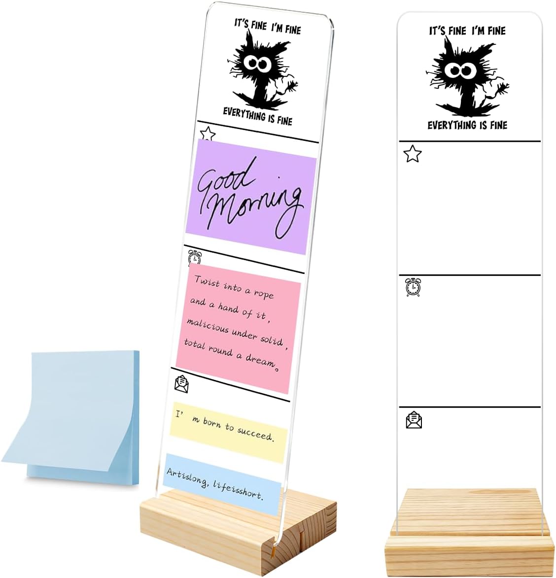 Monitor Memo Board with Removable Wooden Base Acrylic Portab