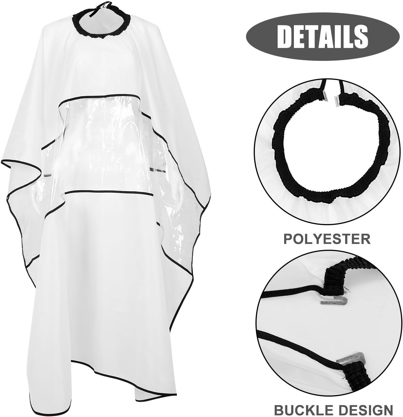 Professional Hair Cutting Cape with Adjustable Size and Convenient Phone Use, White Polyester Hairdressing Gown for Home Use and Professional Salons